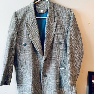 Checked Pea Coat, US Medium Size